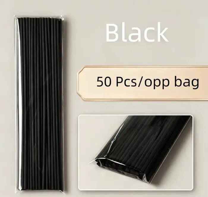 50 bâtonnets diffuseurs de 3 mm x 20 cm, recharge de parfum, bâtonnets en fibre noire épais pour dif