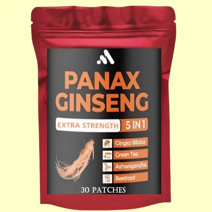 30 Patchs de Ginseng Rouge Panax + Ginkgo Biloba à Haute Teneur en Ginsénosides pour l'Énergie, les 