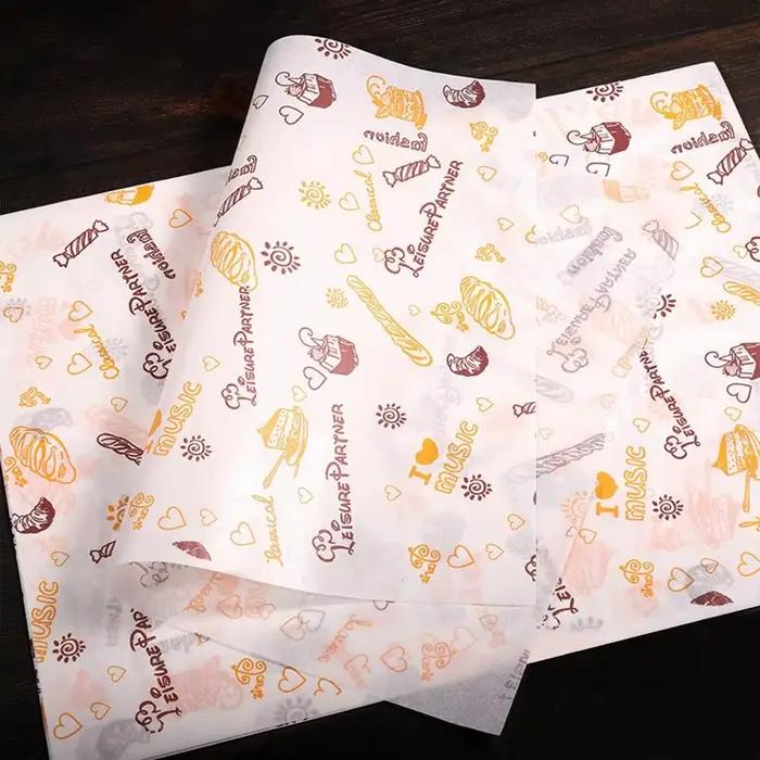 Papier d'emballage gras de qualité alimentaire résistant à l'huile, papier de cuisson, style journal