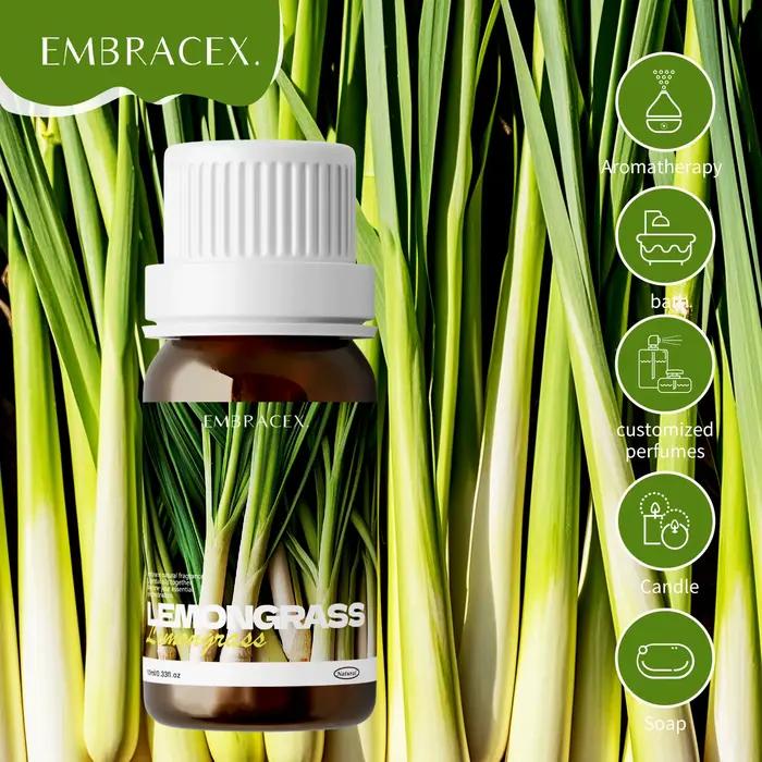 Huiles essentielles de citronnelle, huile essentielle d'aromathérapie à la citronnelle, 100% pure et