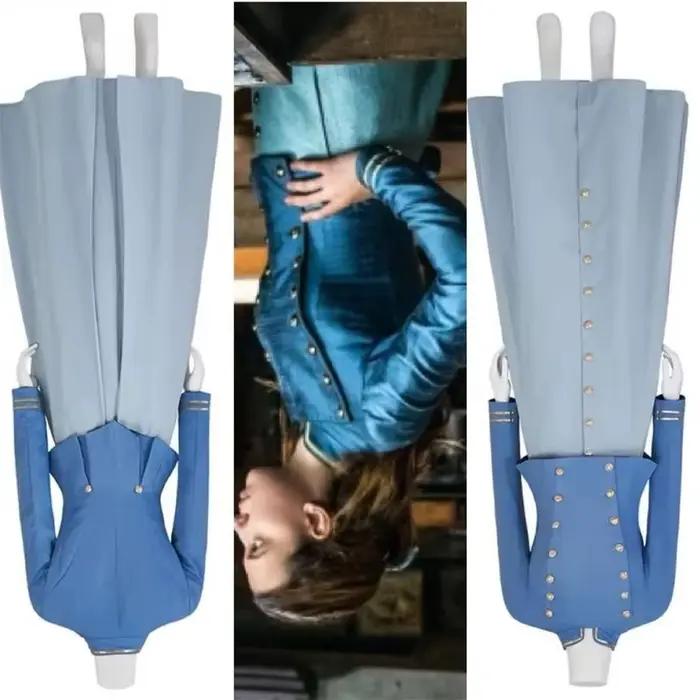 Costume de cosplay Enola Holmes, veste militaire bleue à double boutonnage de style victorien pour f