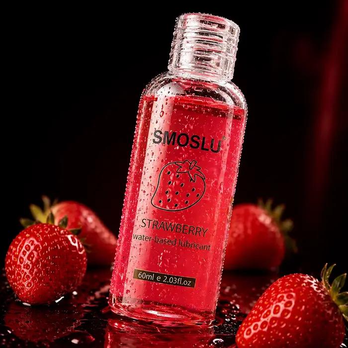 Huile de massage aromatisée à la fraise 60 ml, huile corporelle à base d'eau pour hommes - Lubrifian