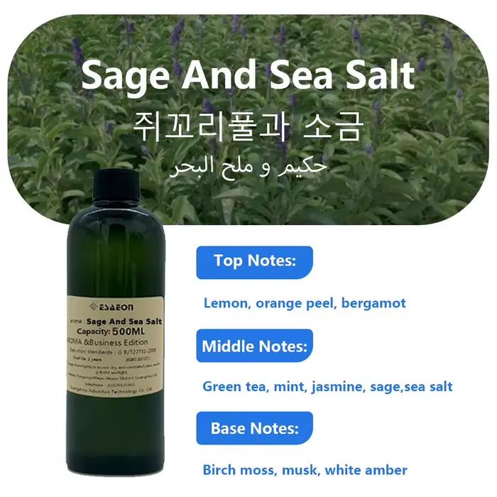 ESAEON 500ml (16.9 fl.oz) Huiles essentielles de sauge et de sel marin - Huile essentielle liquide p