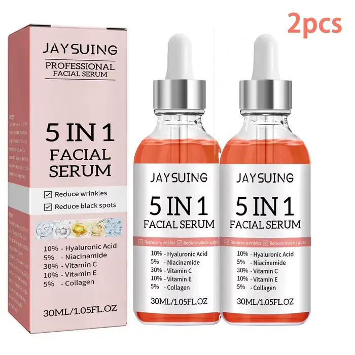 Sérum visage 5 en 1, hydratant, blanchissant, anti-déformable, anti-âge, vitamine C et acide hyaluro