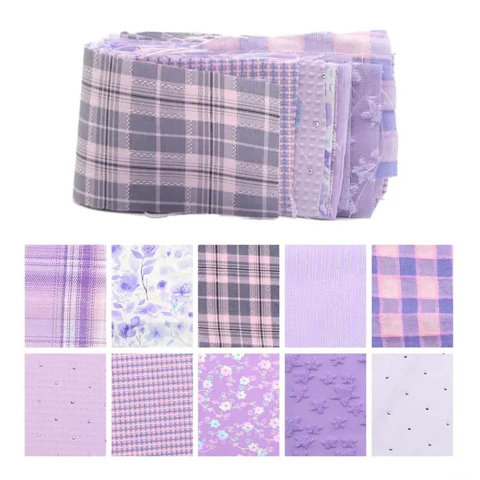 10 rouleaux de tissu violet conçus pour les bandes de tissu de style Jelly Roll, chaque rouleau mesu