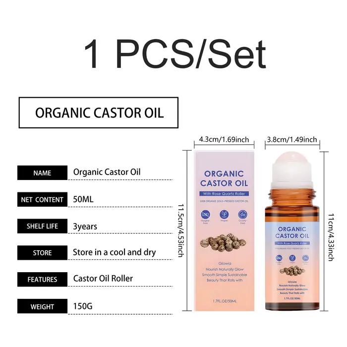 Huile de ricin biologique avec rouleau en quartz rose pour le soin du visage et du corps, nourrissan