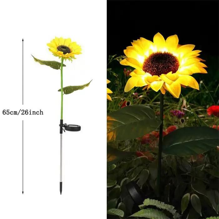 Lampes solaires à insérer au sol en forme de tournesol, lampes LED d'extérieur pour pelouse, jardin,