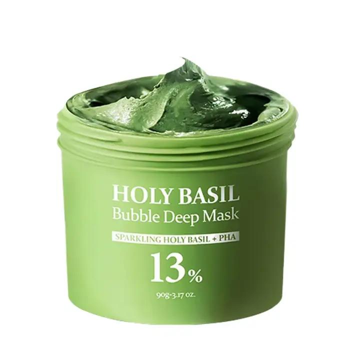 Masque Nettoyant Moussant au Basilic Sacré 90g – Hydratant, Contrôle du Sébum, Élimination des Point