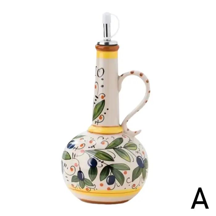 Distributeur d'huile d'olive de 500ml, bouteille de vinaigre d'huile en céramique en relief, contene