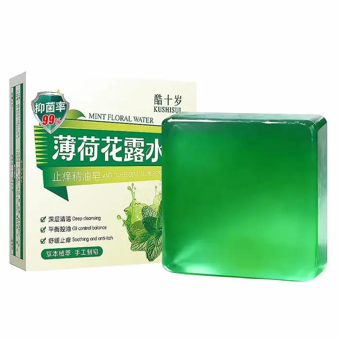 Peppermint Essential Oil Soap Refreshing & Cooling Flower Water Bath Bar, Deep Cleansing, Oil Contro