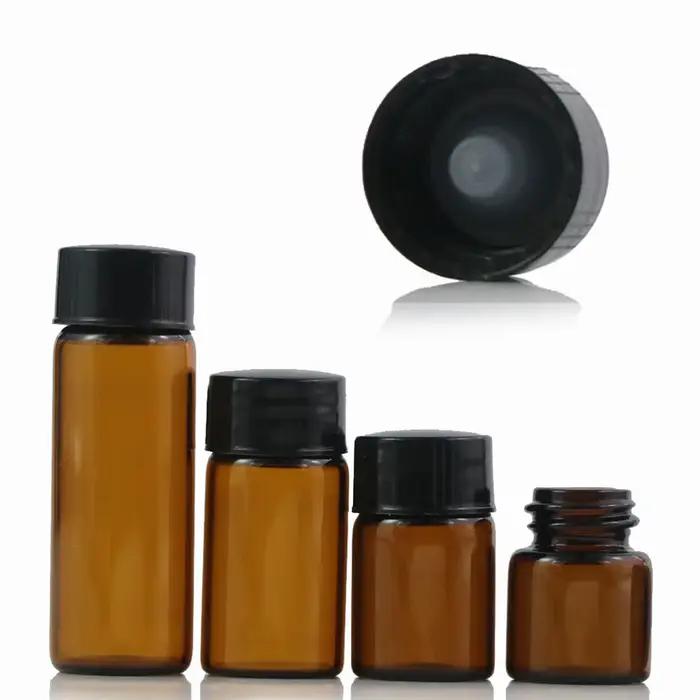 10X 30x 50x 1/2/3/5ML Mini flacon en verre ambré avec bouchons coniques à vis, bouchons coniques à i