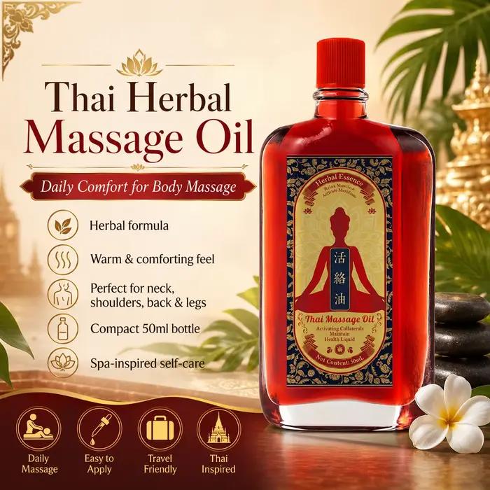 Huile de massage thaïlandaise aux herbes 50 ml, huile corporelle naturelle relaxante pour le cou, le