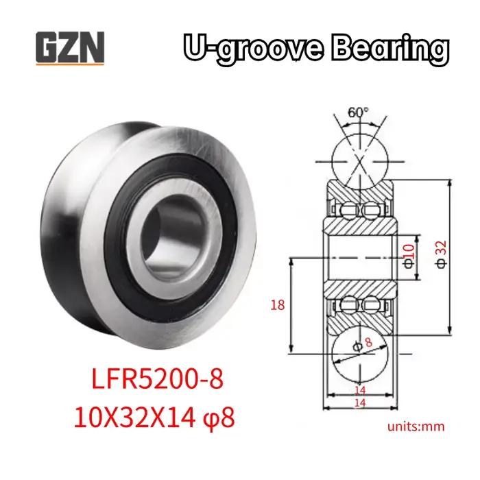 Roulement à rouleaux de rail de série de LFR 1PCS LFR5200-8 le diamètre intérieur 10mm le diamètre e