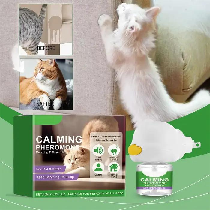 Kit diffuseur de phéromones apaisantes pour chat avec recharge – Soulagement relaxant de l'anxiété e