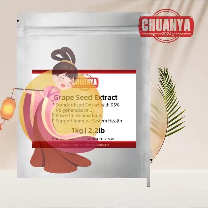 50g-1000g naturel 95% O P C graines de raisin usine de poudre spécialisée des sacs personnalisés emb