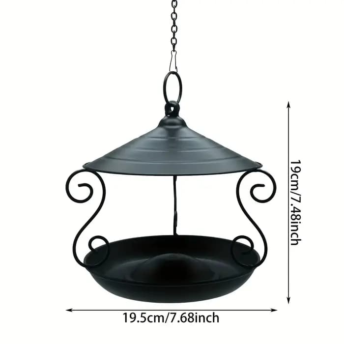 Mangeoire à oiseaux suspendue noire élégante – Décor de jardin en métal durable, attire divers oisea