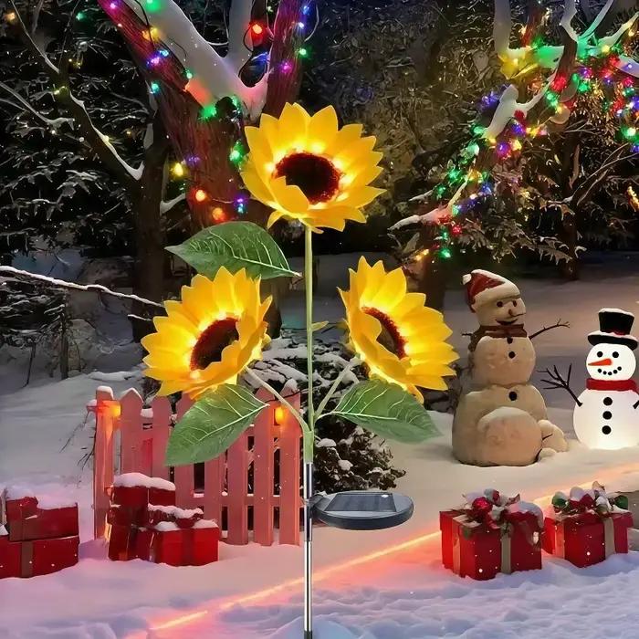 Lampe solaire en forme de tournesol, fleurs solaires d'extérieur pour jardin, parterre de fleurs, pa
