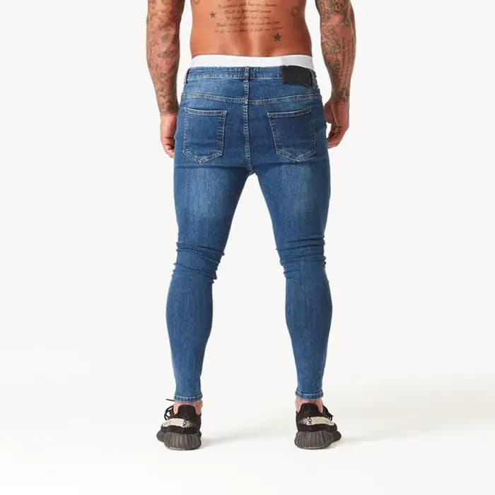 Jean déchiré pour hommes, pantalon en Denim extensible, Super slim, élastique, à la mode