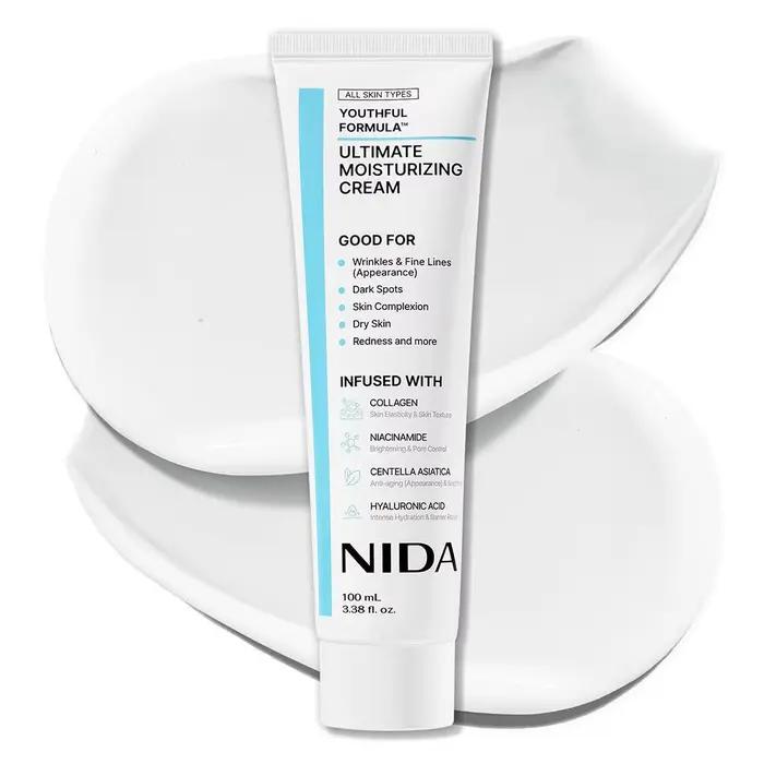 NIDA 100mL Crème hydratante pour le visage avec collagène et niacinamide pour éclaircir l'apparence 