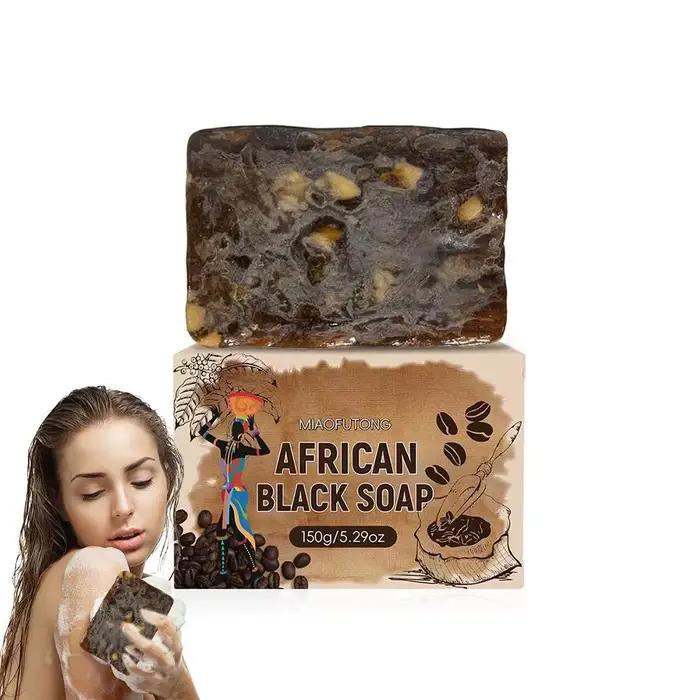 Savon au café noir africain avec beurre de karité, nettoyant en profondeur et hydratant pour le corp