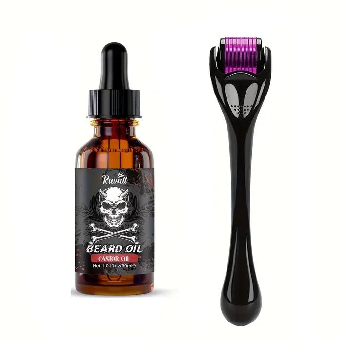 Huile essentielle de barbe riche en huile de ricin, croissance de la barbe et toilettage adoucir nou