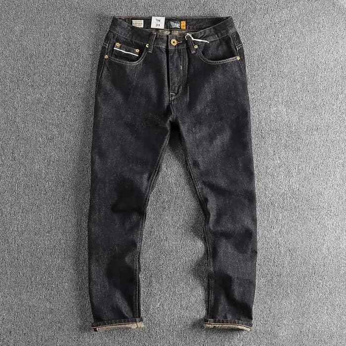 Jeans skinny vintage pour hommes, rayures rouges et blanches, jambes droites, document naturel, mode