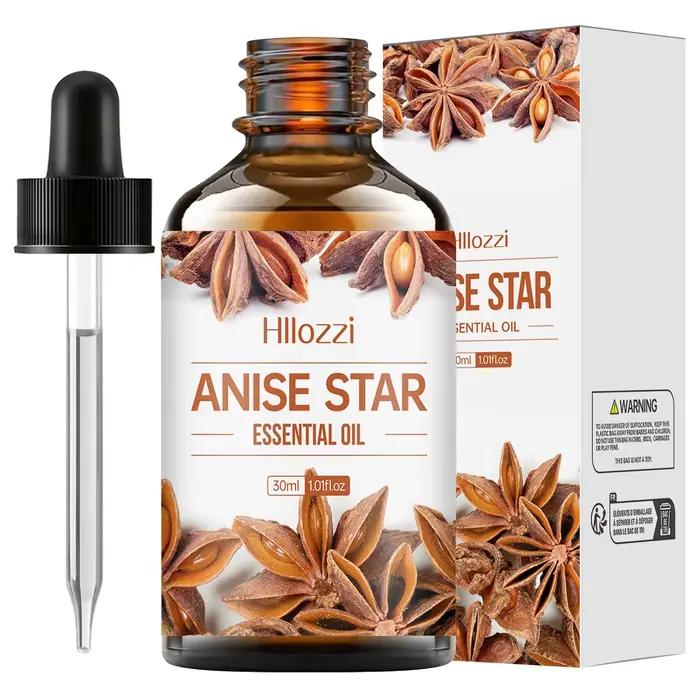 L'huile essentielle d'anis étoilé, au goût d'épices, convient au massage corporel et aux soins capil