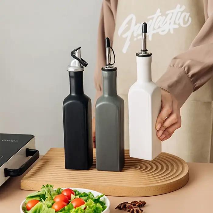 Bouteille distributrice d'huile d'olive en céramique anti-oxydation