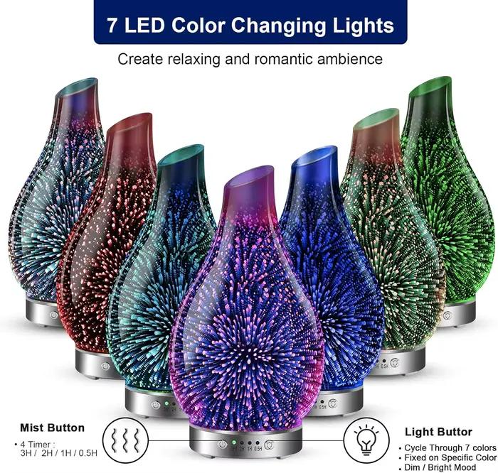 Nouveau diffuseur d'huiles essentielles ultrasonique 3D en verre 2026