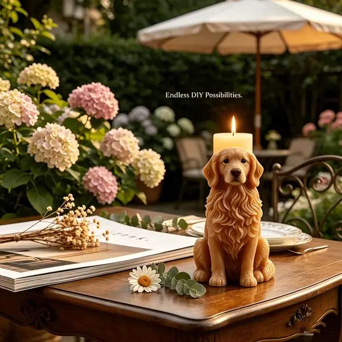Moule en silicone pour chien pour béton, DIY, Golden Retriever, Samoyed, Teckel, moule à bougie, moule à chiot en plâtre, résine, ciment, décoration d'intérieur