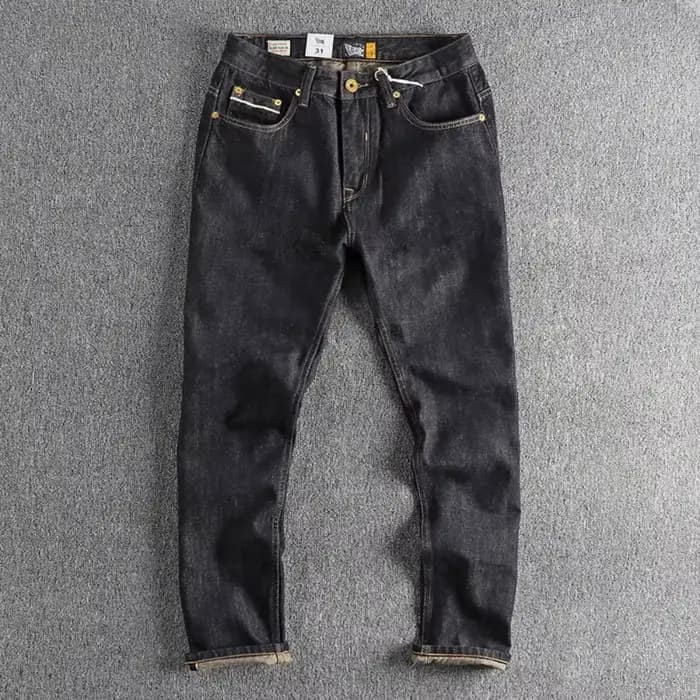 Jeans skinny vintage pour hommes, rayures rouges et blanches, jambes droites, document naturel, mode automne