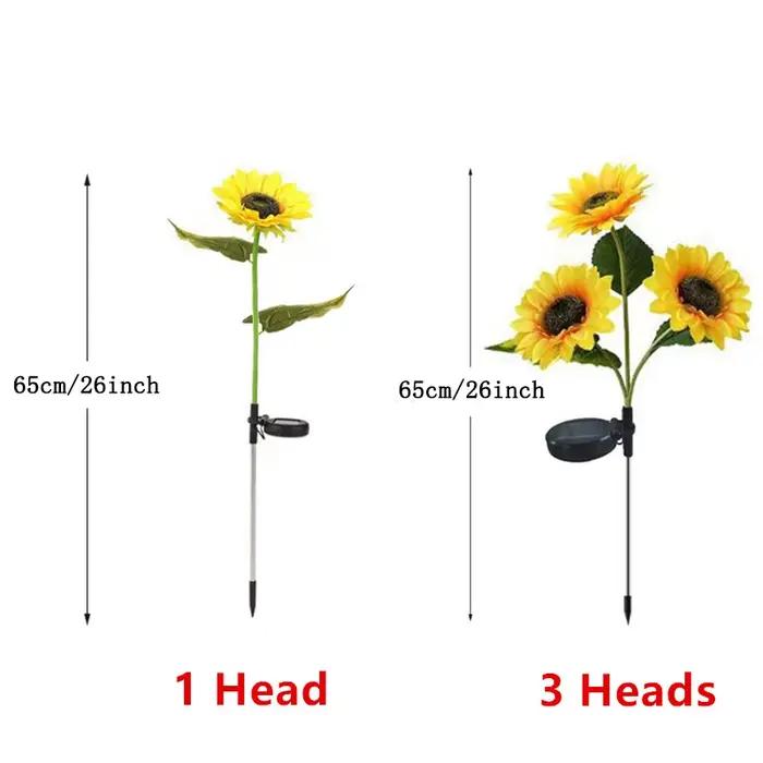 Lampes solaires à insérer au sol en forme de tournesol, lampes LED d'extérieur pour pelouse, jardin, cour et décoration paysagère