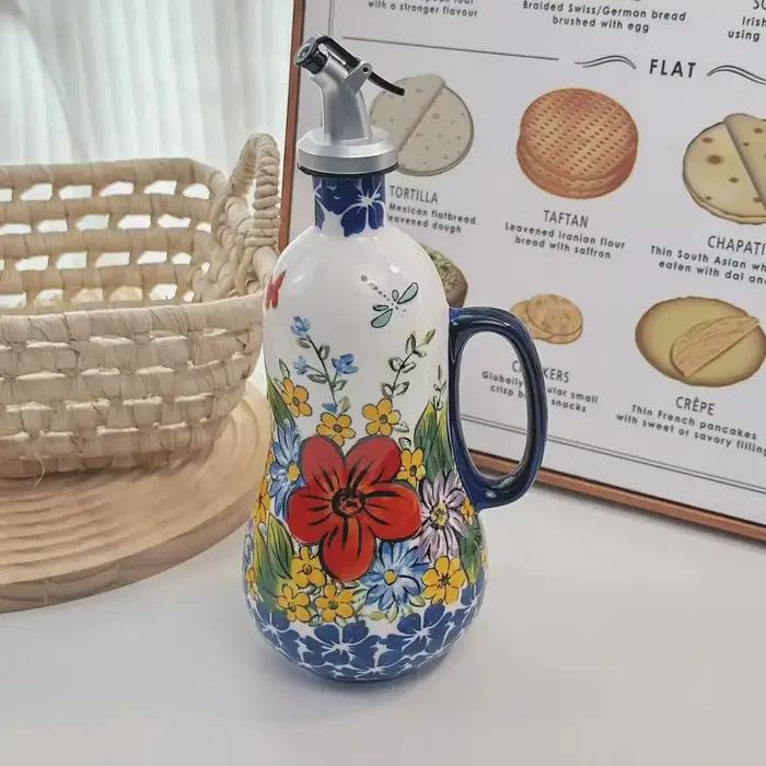 Bouteille d'huile d'olive en céramique