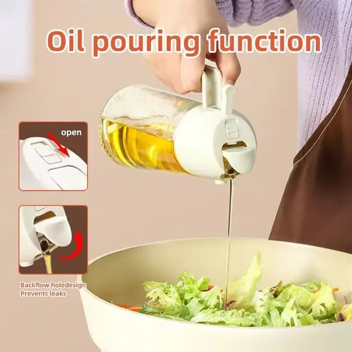 Vaporisateur pulvérisateur 2 en 1 pour cuisine, friteuse, vaporisateur d'air, bouteille distributrice d'huile pour huile d'olive, cuisson, friture, barbecue, camping, grande capacité