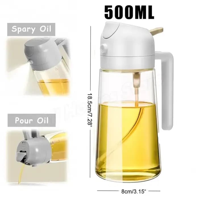 Distributeur d'huile en spray 2-en-1, 500 ml, pour barbecue, cuisine, cuisson, friteuse à air, four, rôtissage, pique-nique, outil de cuisine