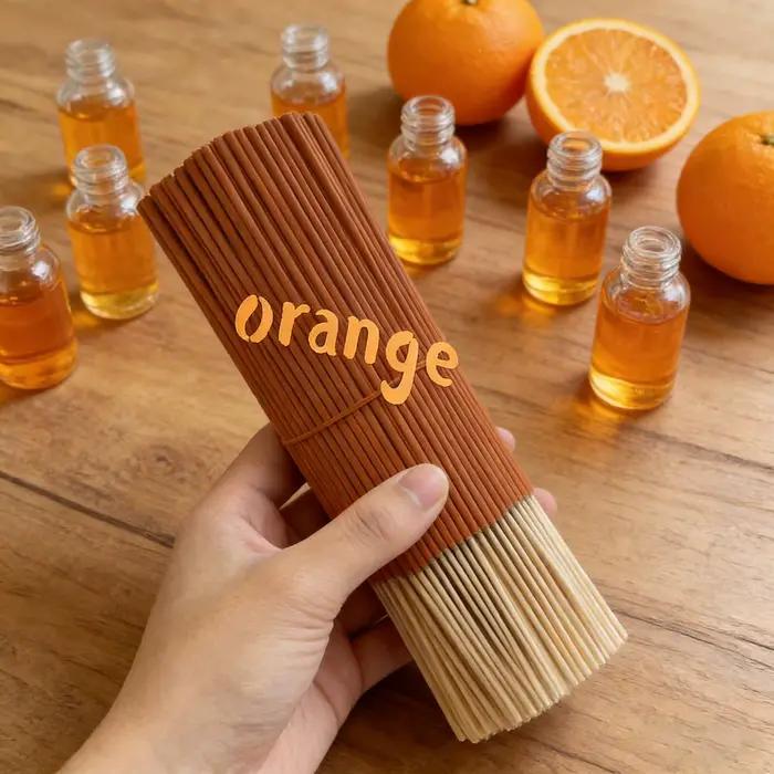Les bâtons d'encens orange naturel sont de haute qualité, disponibles en paquets de 19/49/79/109/159, adaptés à la purification de l'air à la maison, au relaxation aromatique, au yoga, au bureau, au s