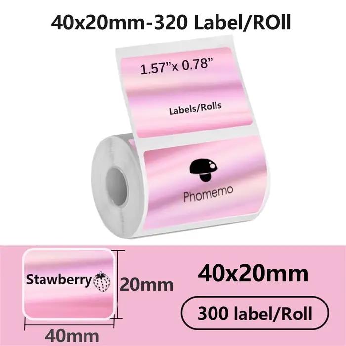 1 rouleau de papier thermique laser couleur auto-adhésif compatible Phomemo M110 M220 M200, E210 P50 Detong P1 HPRT T20 MAKER, 40x20MM