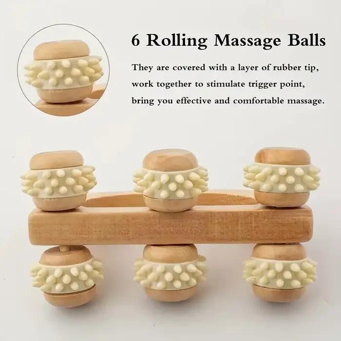 Outil de rouleau de Massage en bois, masseur manuel en bois, rouleau de Massage du dos en bois pour le Massage musculaire des tissus profonds du cou, des jambes et du dos, 1 pièces