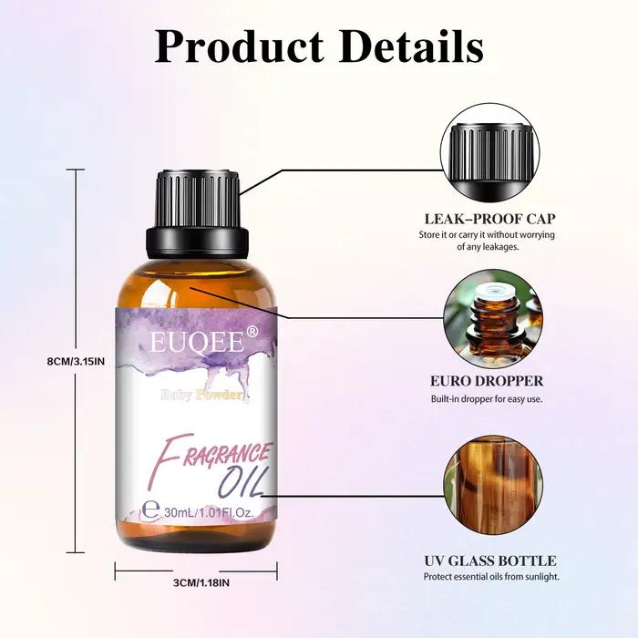 EUQEE 30ml huile parfumée Premium pour diffuseur aromathérapie noix de coco et vanille musc blanc gomme à bulles lilas arôme huiles parfumées
