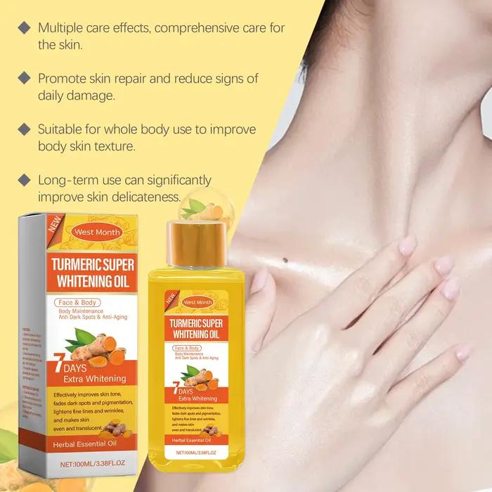 Huile corporelle au curcuma – Soins éclaircissants et hydratants pour la peau