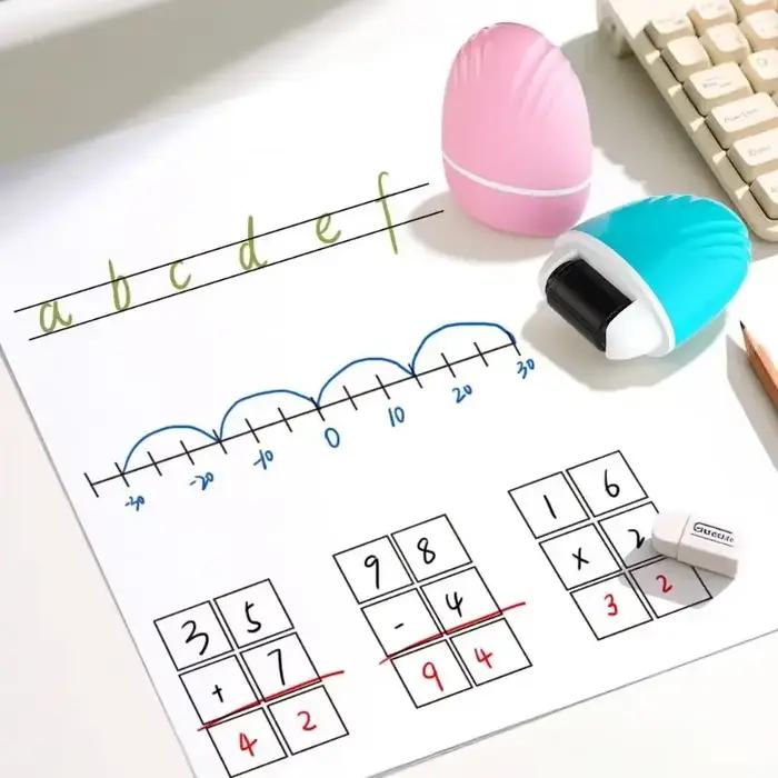 Outil de tampon à rouleau de Correction des mathématiques pour les enseignants, enseignement pratique des mathématiques et de l'anglais, joint de grille à Double ligne