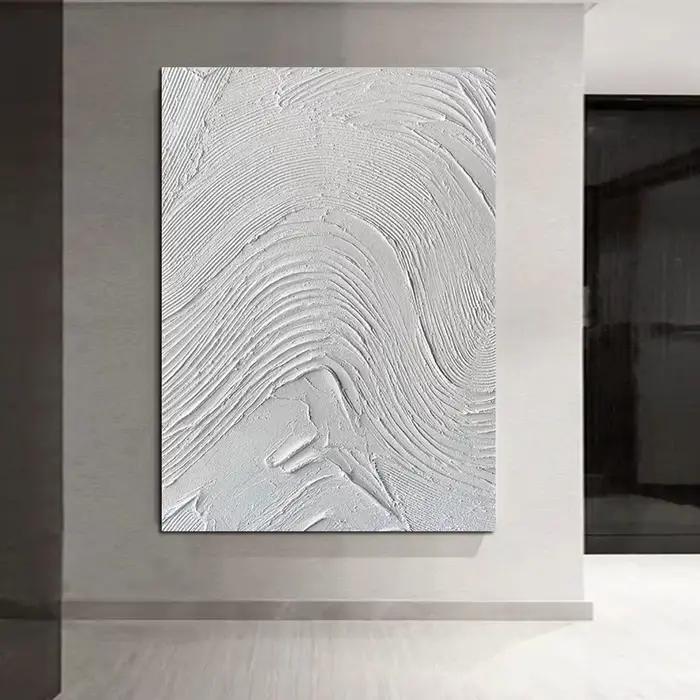 Peinture à l'huile peinte à la main, peinture à l'huile abstraite blanche 3D sur toile, art moderne, simple et à la mode, peinture décorative pour salon