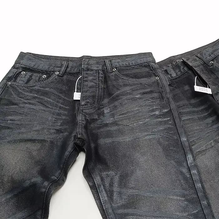 Owen Seak hommes huile cire jean classique Denim hommes vêtements enduit droit pantalon décontracté haute rue concepteur de luxe pantalon