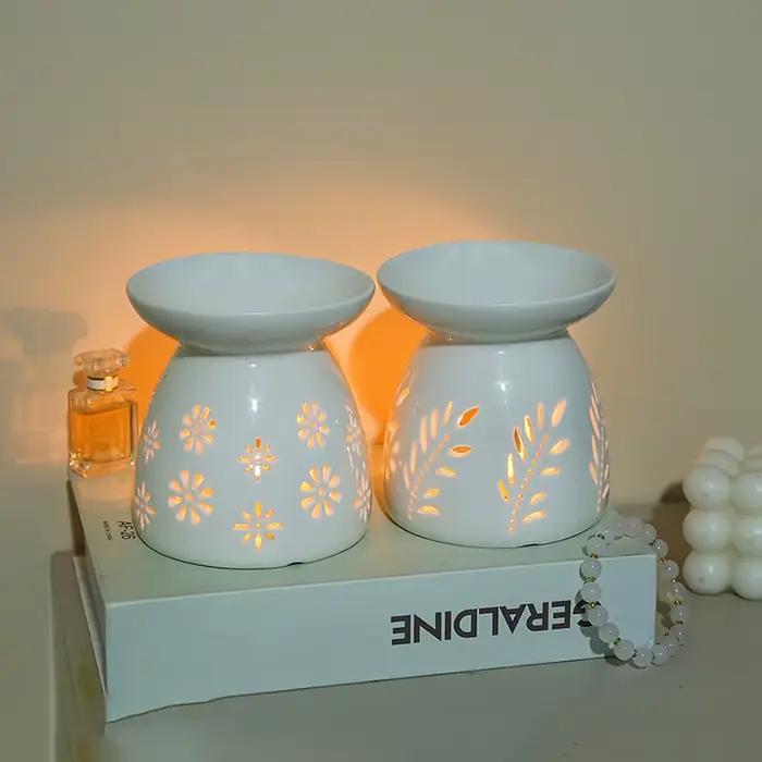 Brûleur d'encens creux en céramique blanche