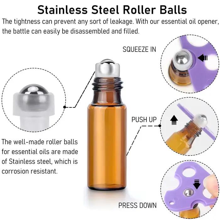 Lot de 10 flacons roll-on en verre ambré de 0
