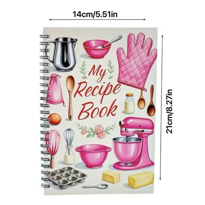 Nouveau carnet de recettes de dessins animés, spirale, couverture rigide, pages vierges, pour gérer les recettes amusantes, planificateur de repas, journal de recettes