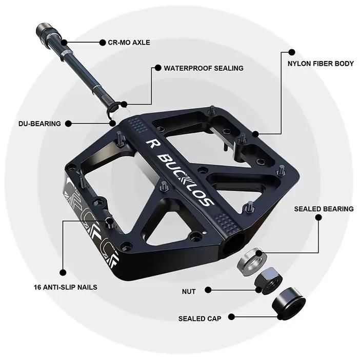 BUCKLOS pédale de vélo plate-forme de pédale ultralégère pour vélo de route VTT roulements scellés en Nylon antidérapant pédales plates pièce de vélo vtt