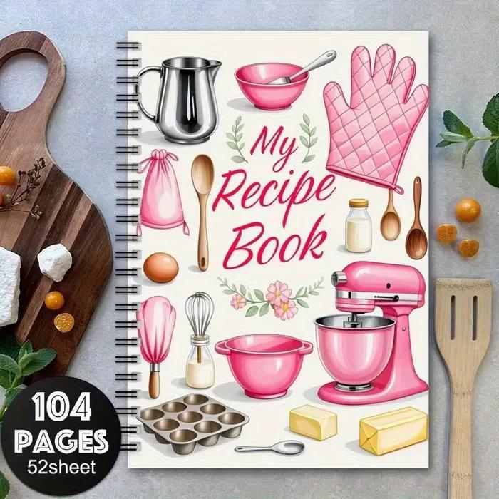 Nouveau carnet de recettes de dessins animés, spirale, couverture rigide, pages vierges, pour gérer les recettes amusantes, planificateur de repas, journal de recettes