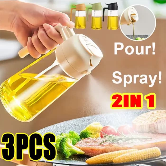 Vaporisateur pulvérisateur 2 en 1 pour cuisine, friteuse, vaporisateur d'air, bouteille distributrice d'huile pour huile d'olive, cuisson, friture, barbecue, camping, grande capacité
