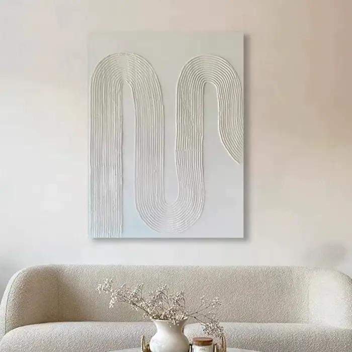 Peinture à l'huile abstraite texturée blanche Pure, image murale moderne Simple et élégante pour Restaurant, pièce de décoration de maison sans cadre